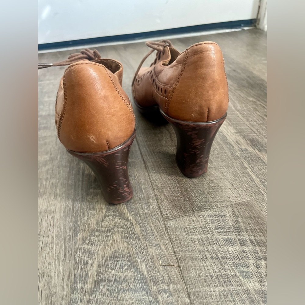 Earth Brown Leather Lace-Up Mules - Picture 3 of 9